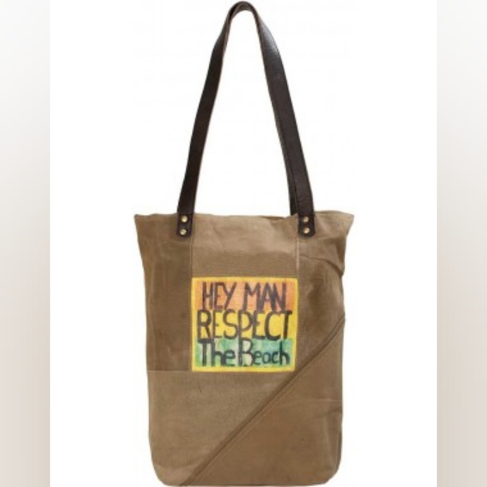 Respect the Beach Recycled Military Tent Tote